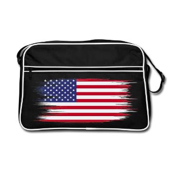 Drapeau Américain Brush - Sac Retro - noir/blanc - Devant