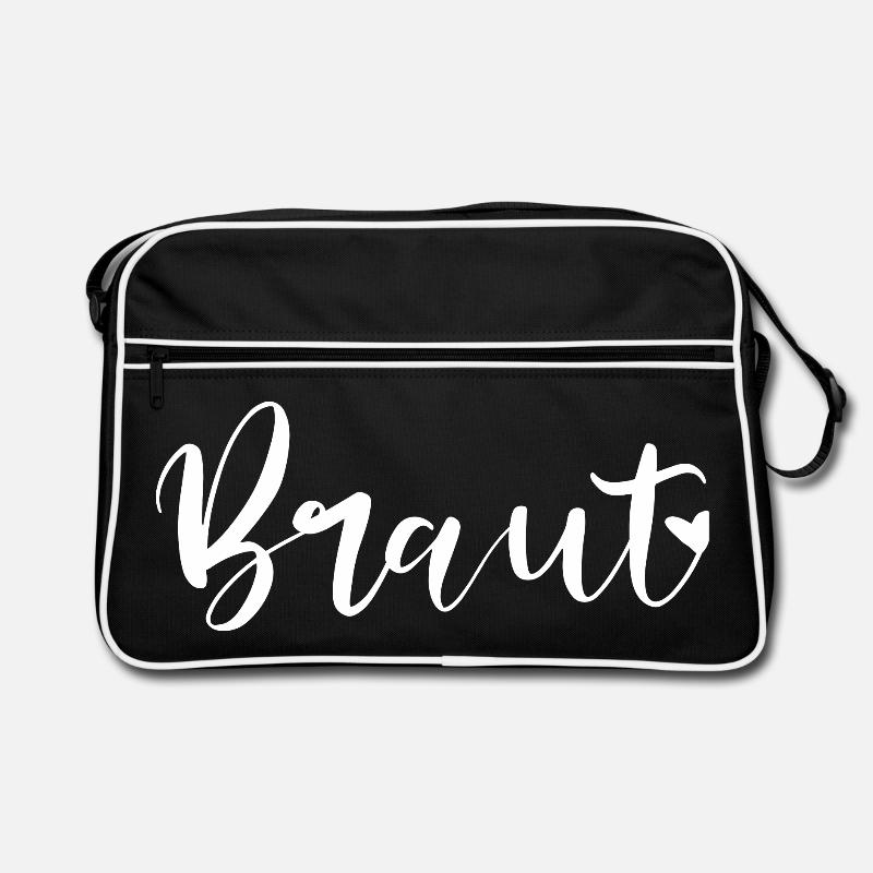 Weißes Braut Design JGA mit Herz Retro Tasche