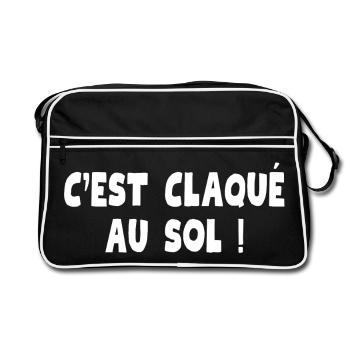 c'est claqué au sol, geek, jeux vidéo - Sac Retro - noir/blanc - Devant