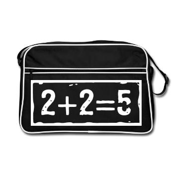 2 plus 2 ergibt 5 (dunkel) - Retro Tasche - Schwarz/Weiß - Vorne