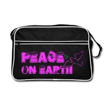 Paix sur Terre avec Oiseau rose - Sac Retro - noir/blanc - Devant