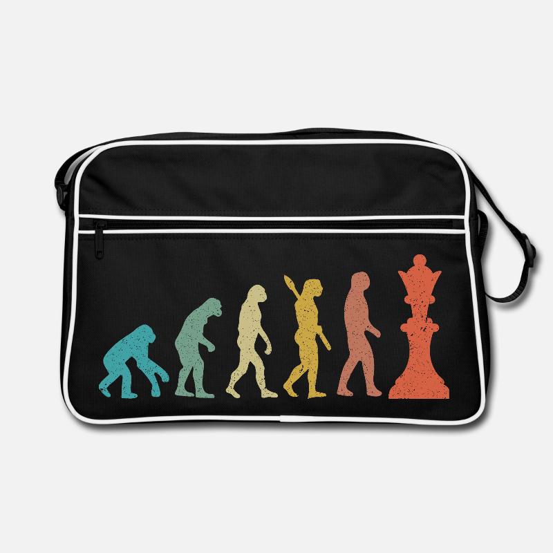 Évolution de l’Homme vers le Roi Échecs Humour Sac Retro