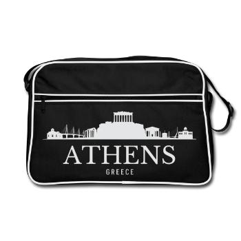 Silhouette d’Athènes, Grèce d’Athènes - Sac Retro - noir/blanc - Devant
