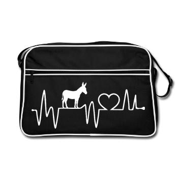 Eselliebhaber Geschenk Leidenschaft Bauernhoftiere - Retro Tasche - Schwarz/Weiß - Vorne