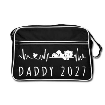 Annonce de bébé Heartbeat 2027 Grossesse - Sac Retro - noir/blanc - Devant