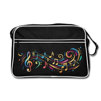Musik Musikmusikalischer Musiker Note Painting Druck - Retro Tasche - Schwarz/Weiß - Vorne