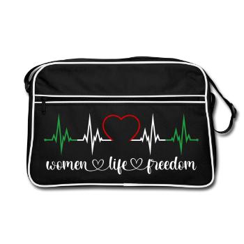 Women Life Freedom Heartbeat Iran Women's Rights - Retro Bag - black/white - Front