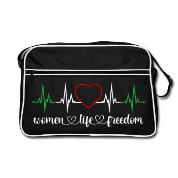 Femmes Vie Liberté Battement de cœur Droits des femmes Iran - Sac Retro - noir/blanc - Devant