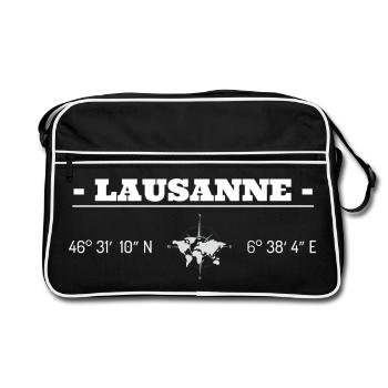 Coordonnées Lausanne - Sac Retro - noir/blanc - Devant