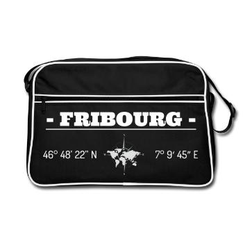Koordinaten Fribourg - Retro Tasche - Schwarz/Weiß - Vorne