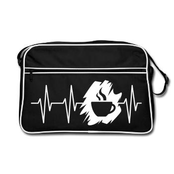 pulse coffee heartbeat logo icon icon café bar - Retro Bag - black/white - Front