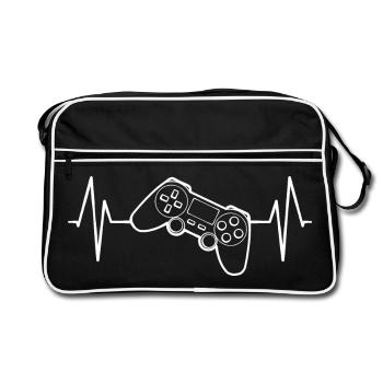 Heartbeat Gamepad ECG - Retro Bag - black/white - Front