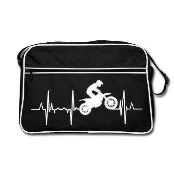 Battement de cœur de motocross - Sac Retro - noir/blanc - Devant