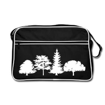 Tree Oak Birch Spruce Mixed Forest Symbol Logo icon - Retro Bag - black/white - Front