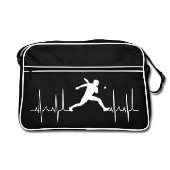 Tennis Passion Heartbeat Cardiogram white - Retro Bag - black/white - Front