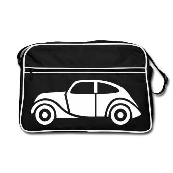 Icône de voiture vintage - Bande dessinée classique de voiture - Sac Retro - noir/blanc - Devant