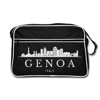 Skyline de Gênes, Gênes en Italie - Sac Retro - noir/blanc - Devant