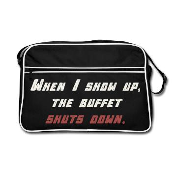 Buffet - Foodie Spruch - Retro Tasche - Schwarz/Weiß - Vorne