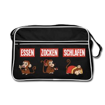 Nourriture Gaming Sleeping Gamer Dicton - Sac Retro - noir/blanc - Devant