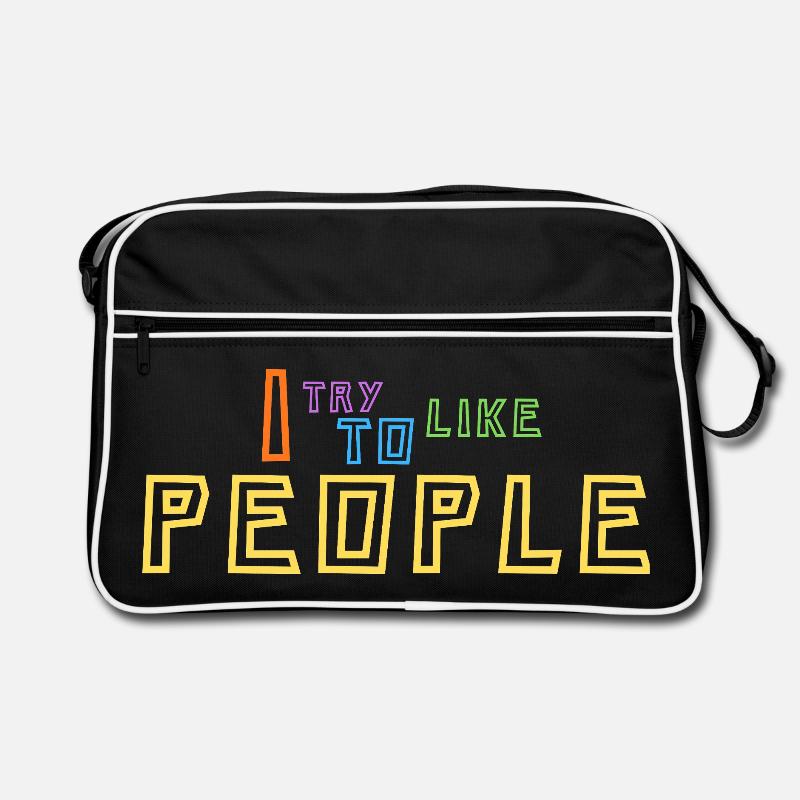 Ich versuche, Menschen zu mögen Retro Tasche