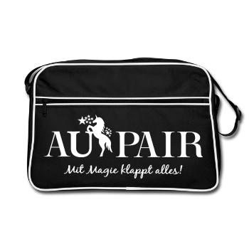 Au Pair Year Abroad Farewell Babysitter Aupair - Retro Bag - black/white - Front