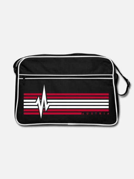 Heartbeat Austria ECG Austria Austrians - Retro Bag - black/white - Front