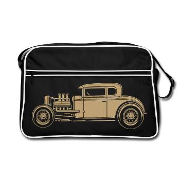 Illustration Hot Rod Vintage – Voiture V8 Custom - Sac Retro - noir/blanc - Devant