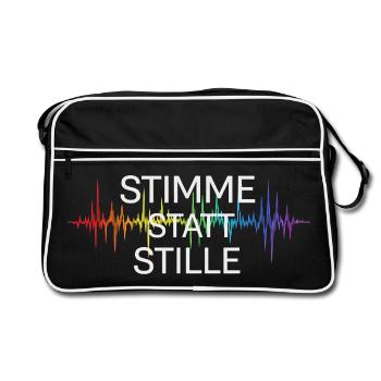 Stimme statt Stille für Aktivisten & Fans - Retro Tasche - Schwarz/Weiß - Vorne