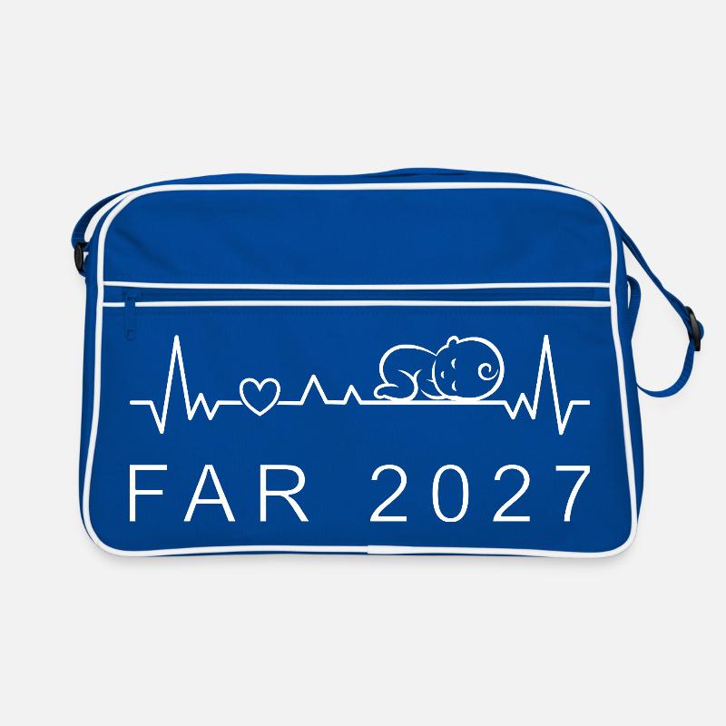 Papa 2027 Herzschlag Schwangerschaft Dänisch Retro Tasche