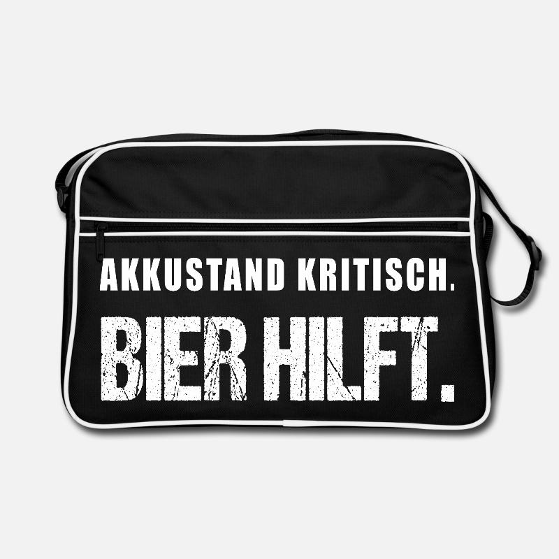 Akkustand kritisch Bier hilft Lustiger Spruch Retro Tasche