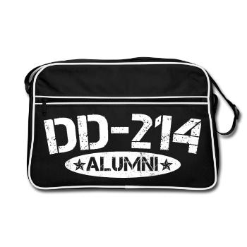 DD214 Alumni lustiger militärischer Ruhestandsveteran - Retro Tasche - Schwarz/Weiß - Vorne