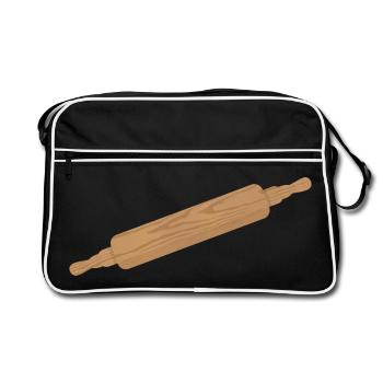 Dough roller - Rolling pin made of wood - Retro Bag - black/white - Front