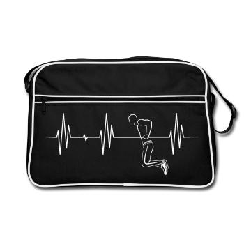 calisthenics heartbeat dips herzschlag puls sport - Retro Tasche - Schwarz/Weiß - Vorne