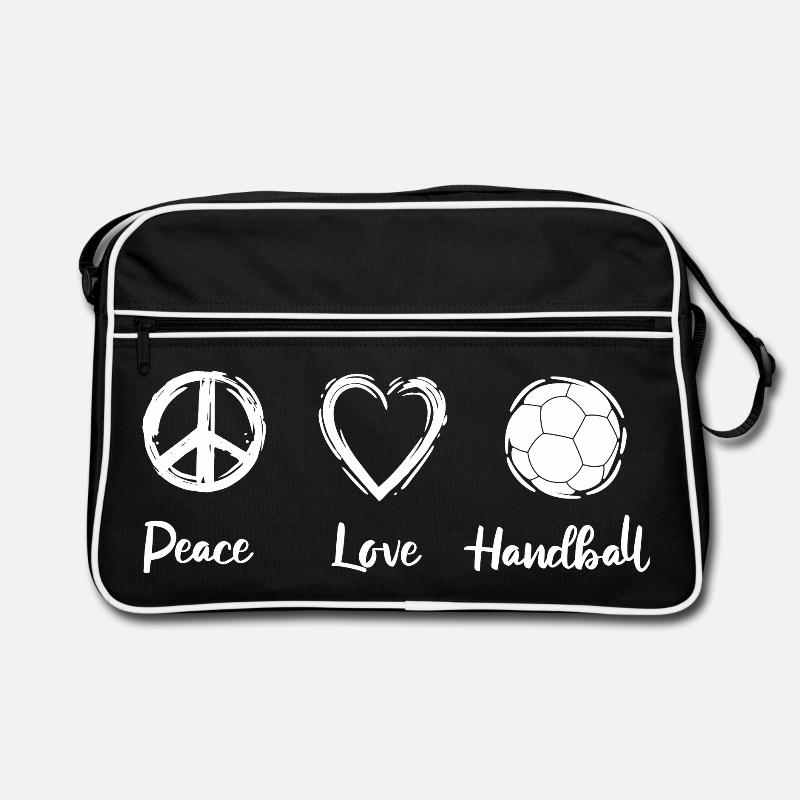 Peace Love Handball - Retro Tasche - Schwarz/Weiß