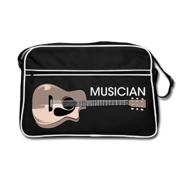 Guitare Symbole Musicien Musicien Musique Logo Band - Sac Retro - noir/blanc - Devant