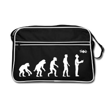 Lustig Pilot Evolution Entwicklung Fliegerei icon - Retro Tasche - Schwarz/Weiß - Vorne