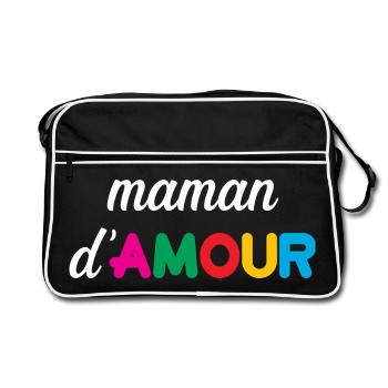 Maman d'Amour - Muttertag - Retro Tasche - Schwarz/Weiß - Vorne