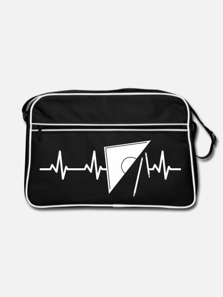 Geotriangle Heart Line - Retro Bag - black/white - Front