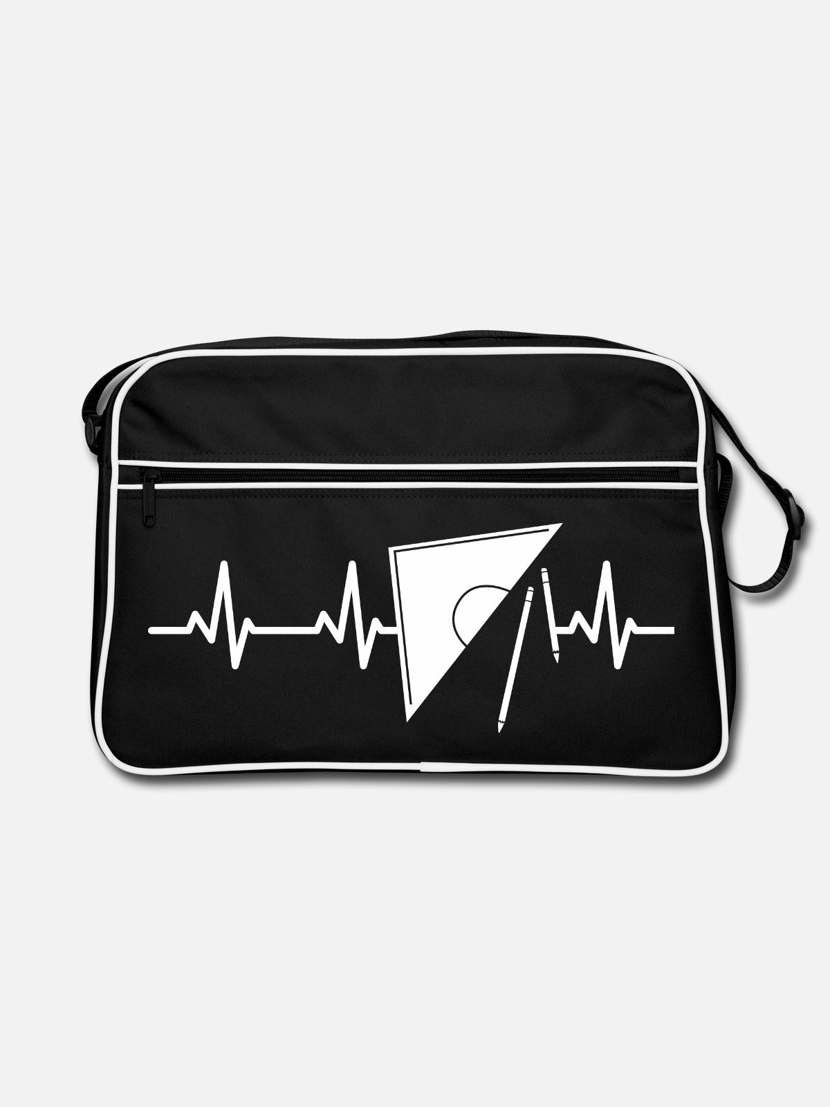 Geotriangle Heart Line - Retro Bag - black/white - Front