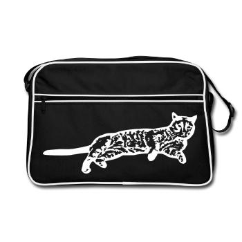White Cat Cat White Cats Gift - Retro Bag - black/white - Front
