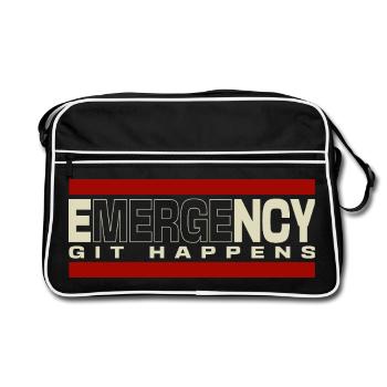 Nerd geek emergency git happens - Retro Bag - black/white - Front