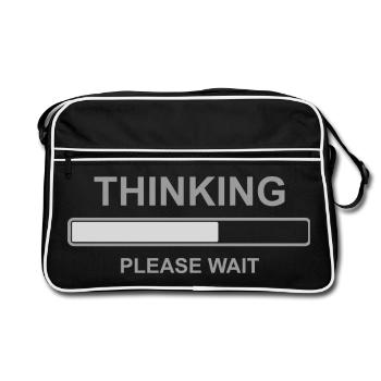 Thinking Please Wait Shirt – Funny Loading Bar - Retro Bag - black/white - Front