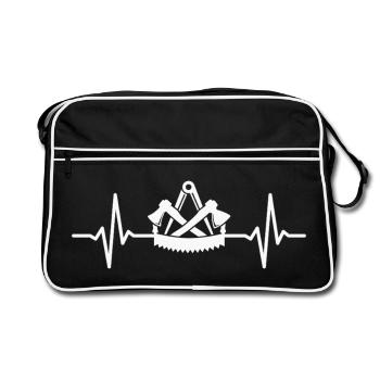 Carpenter's guild sign heartbeat carpenter - Retro Bag - black/white - Front
