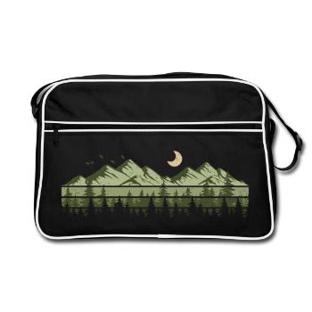 Mountains Forest Nature Trees Outdoor Nature Lovers - Retro Bag - black/white - Front