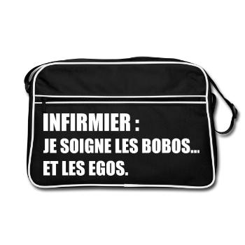 Infirmier : je soigne les bobos… et les egos - Sac Retro - noir/blanc - Devant