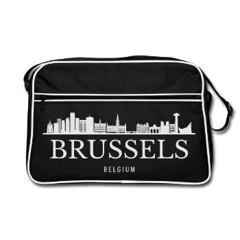 Brussels skyline, Brussels Belgium - Retro Bag - black/white - Front