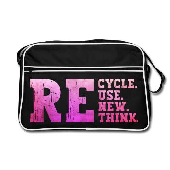 Recycle Reuse Renew Rethink écologie écolo recycle - Sac Retro - noir/blanc - Devant