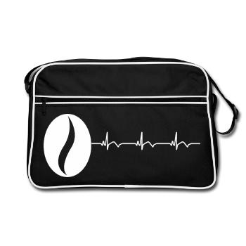 Grains de café Amateur de café ECG Battement de cœur - Sac Retro - noir/blanc - Devant