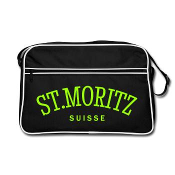 St. Moritz - Suisse - Switzerland - Swiss - Retro Bag - black/white - Front