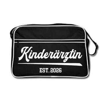 Diplôme de pédiatre 2026 en formation spécialisée - Sac Retro - noir/blanc - Devant